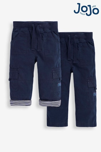 JoJo Maman Bébé Navy Jersey Lined Utility Trousers (965320) | £21