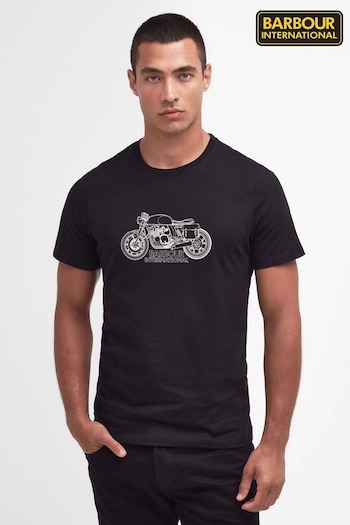 Barbour® International Black Colgrove Bike Motor Graphic T-Shirt (965445) | £33