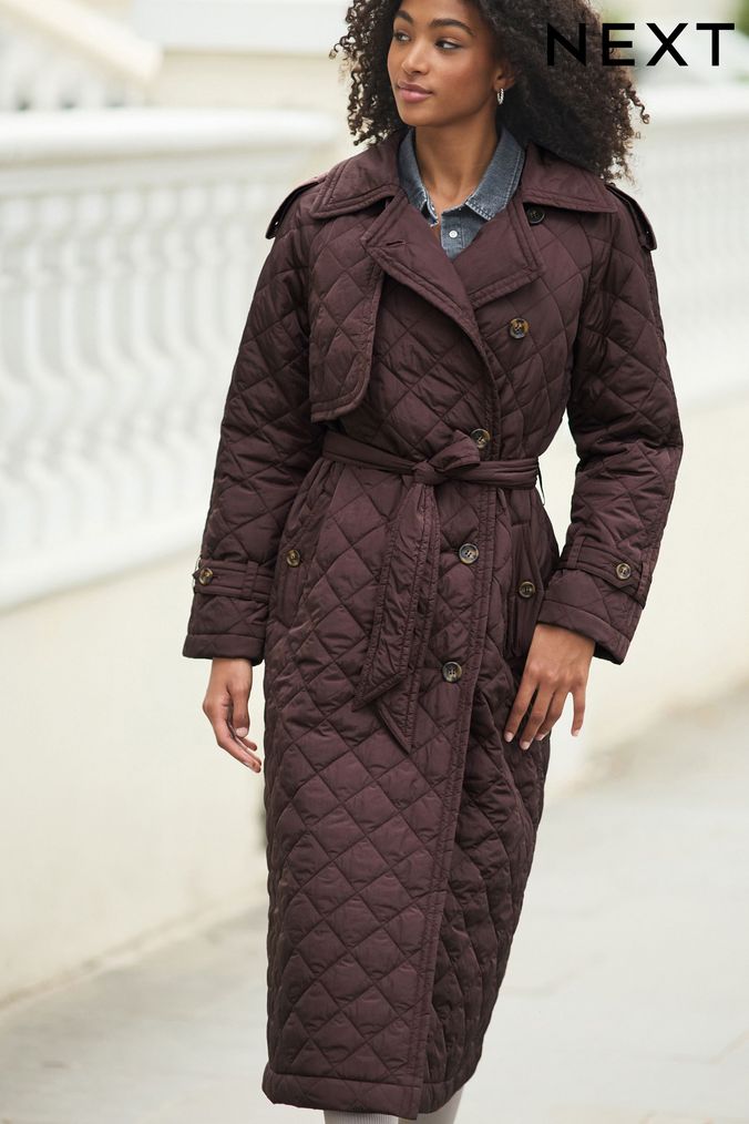 Long red hotsell quilted coat