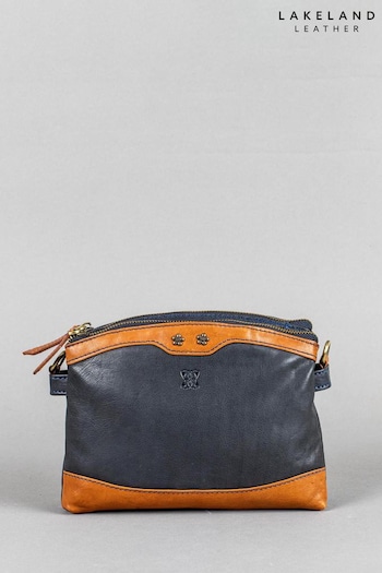 Lakeland Leather Blue Hartsop Zip Leather Cross-Body Bag (965805) | £60