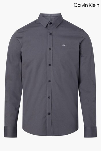 Calvin Klein Grey Stretch Poplin Slim Fit Shirt (965905) | £85