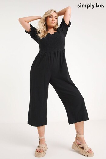 Simply Be Linen Look Black Jumpsuit (965935) | £39