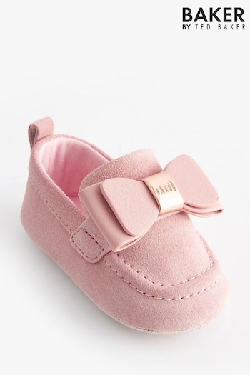 Baker by Ted Baker cream Girls Pink Loafers Padders with Bow (966100) | £20