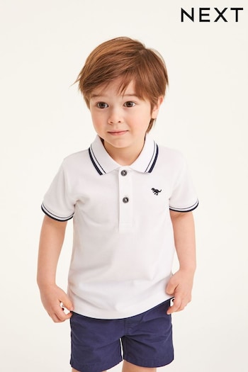 White Tipped Short Sleeve Plain Polo long-sleeve Shirt (3mths-7yrs) (966151) | £4.50 - £6.50