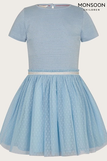 Monsoon Blue Disco Dobby Dress (966270) | £28 - £33