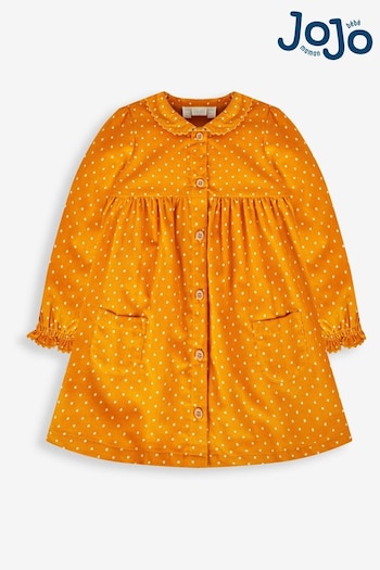 JoJo Maman Bébé Mustard Yellow Spot Girls' Classic Cord Shirt Dress (966345) | £17