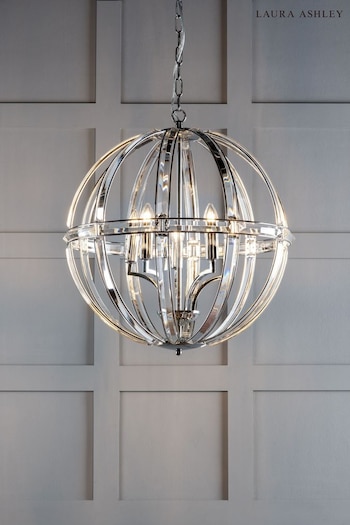 Laura Ashley Polished Chrome Aidan Glass 5 Light Globe Chandelier Ceiling Light (966393) | £299