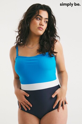 Simply Be Blue Mix and Match Non WiredPadded Bandeau Swimsuit (966403) | £34