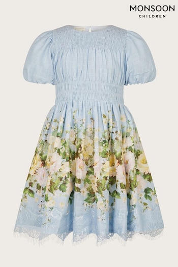 Monsoon Blue Floral Border Lace Dress (966440) | £38 - £43