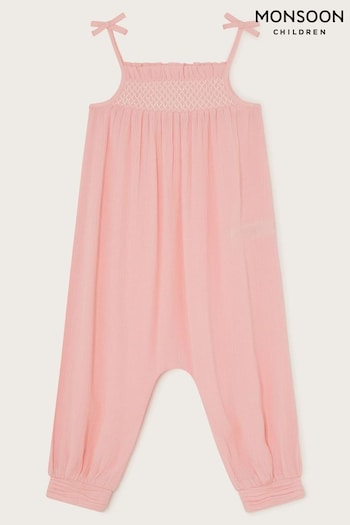 Monsoon Pink Baby Shirred Jumpsuit (966457) | £20 - £22