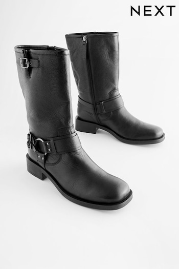 Black Forever Comfort® Gaucho Biker Midi Boots (966462) | £72