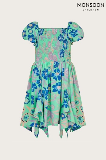 Monsoon Green Retro Floral Suede Dress (966530) | £28 - £32