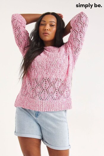 Simply Be Pink Stitch Detail Crew Neck Jumper (966789) | £35