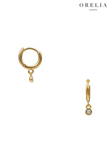 Orelia 18K Gold Mini Swarovski Drop Micro Hoops (966793) | £20