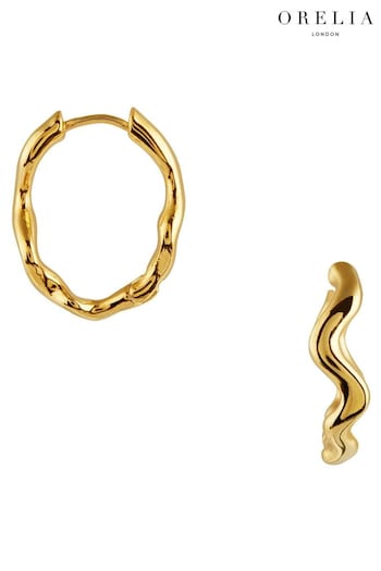 Orelia London 18K Gold Organic Wave Oval Hoop Earrings (966872) | £25