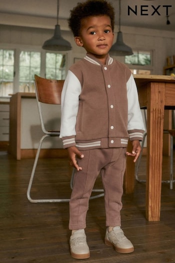 Brown/Cream Letterman Jacket and Joggers Set (3mths-7yrs) (966886) | £25 - £29