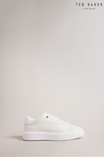 Ted Baker Artimi Croc Embossed Platform White Trainers (967033) | £125