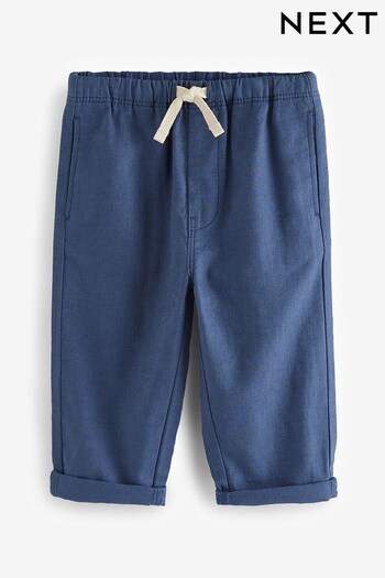 Navy Blue Loose Fit Pull-On Linen Blend Trousers (3mths-7yrs) (967094) | £9 - £11