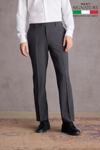 Grey Regular Fit Signature Tollegno Italian Fabric Suit Trousers (967095) | £100