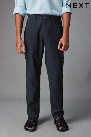 Navy Blue Linen Viscose Jean Style Trousers (967230) | £28
