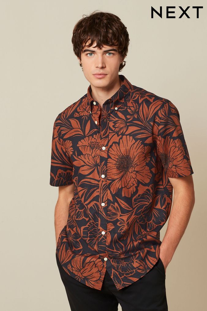 Buy Men s Red Short Sleeve Shirts Online Next UK