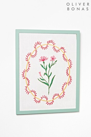 Oliver Bonas Pink Embroidered Floral Wall Art (967463) | £35