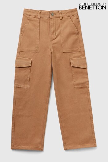 Benetton Straight Leg Cargo Brown Trousers (967500) | £37.95