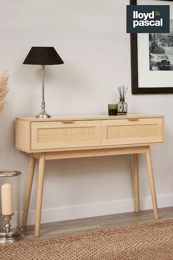 Lloyd Pascal Natural Light Rattan 2 Drawer Console Table (967676) | £130