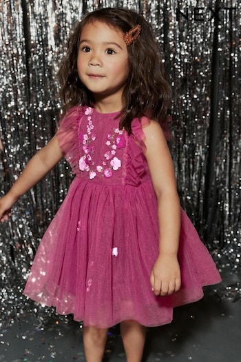 Berry Red Mesh Party Dress (3mths-8yrs) (967814) | £23 - £29