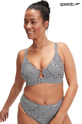 Speedo Womens Shaping Printed Triangle Black Bikini Top (967911) | £38