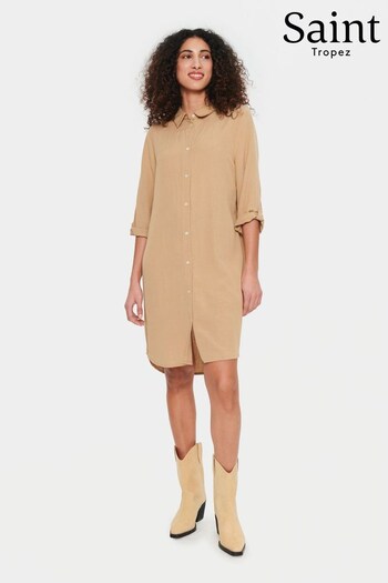 Saint Tropez Oversized Ulina Brown Long Sleeve Shirt (967972) | £70