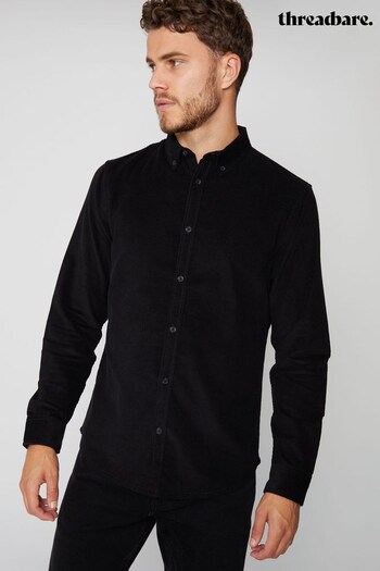 Threadbare Black Cotton Fine Cord Long Sleeve Shirt (968239) | £28