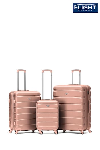 Flight Knight Black Set of 3 Hardcase Large Check in Suitcases and Cabin Case (968328) | £150