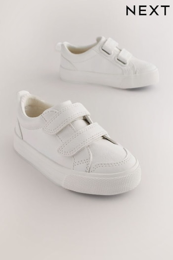 White Wide Fit (G) Two Strap Touch Fastening Shoes (968358) | £14 - £18