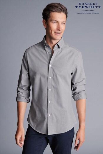 Charles Tyrwhitt Grey Brushed Cotton Twill Classic Fit Shirt (968662) | £65