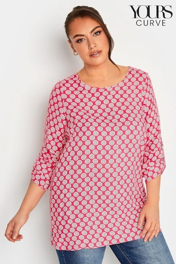 Yours Curve Red Tab Sleeve Blouse (968696) | £24