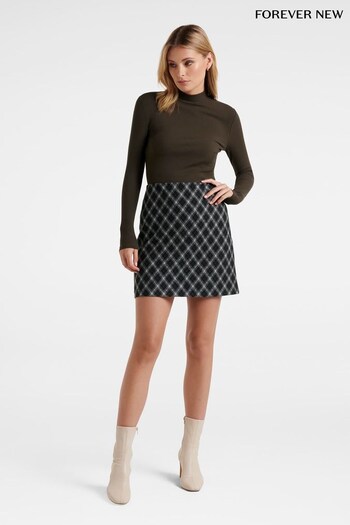 Forever New White Dana Diagonal Check Mini Skirt (968704) | £50