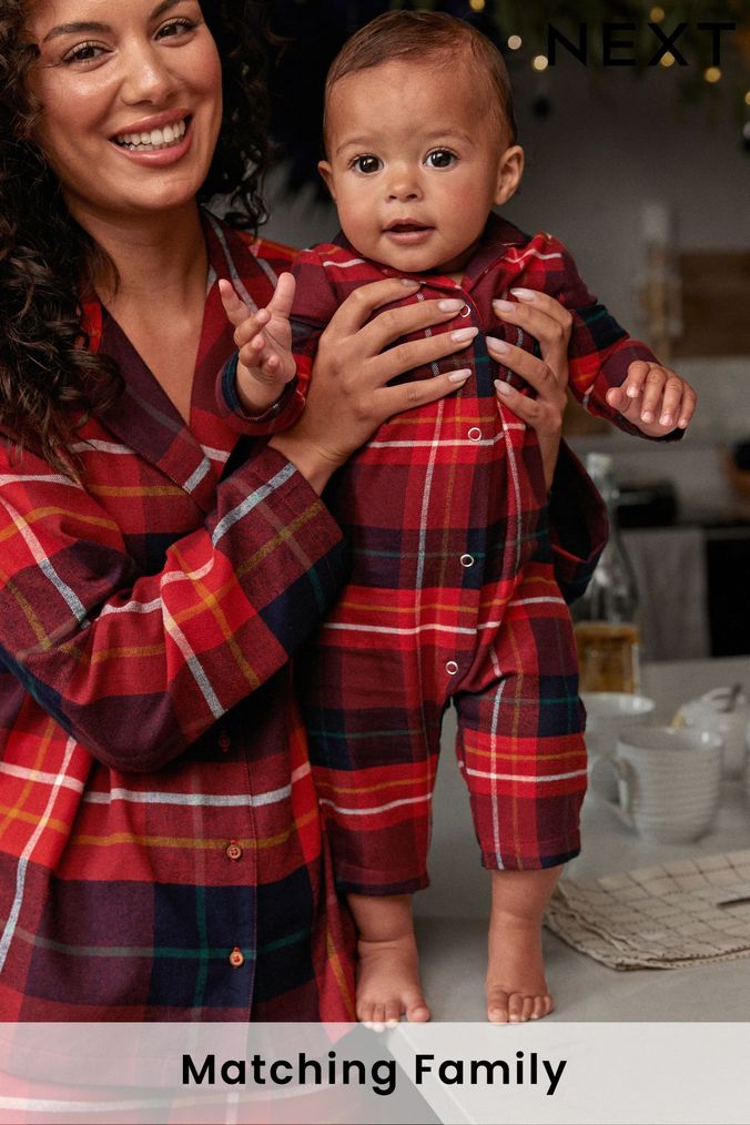 Red Check Matching Family Baby Christmas Pyjamas (0mths-3yrs) (969049) | £12 - £14