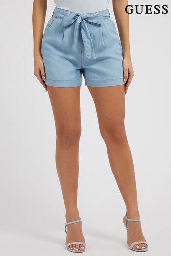 Guess Pochette Blue Nenita High Rise Belted Shorts (969058) | £75