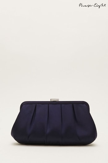 Phase Eight Blue Satin Pleat Clutch Bag (969331) | £65