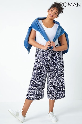 Roman Blue Curve Abstract Spot Stretch Culottes (969551) | £26