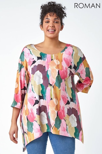 Roman Pink Curve Abstract Bar Back Stretch Top (969740) | £35