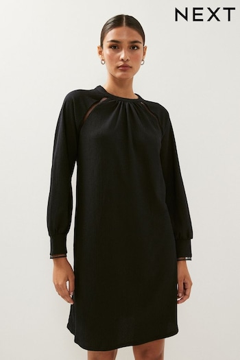 Black Long Sleeve Ladder Detail Mini Dress (969811) | £29