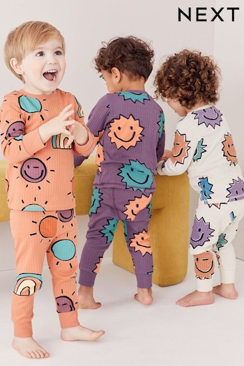Multi Smile Long Sleeve 3 Pack Pyjamas Set (9mths-10yrs) (970070) | £25 - £31