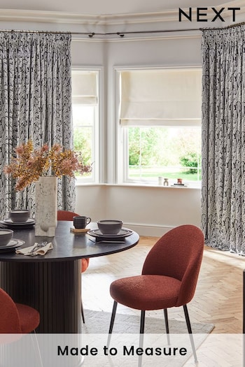 Charcoal Grey Leaf Made to Measure Curtains (970073) | £61