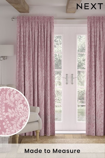 Pink Leaf Made to Measure Curtains (970107) | £61