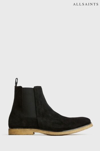 AllSaints Rhett Black Chelsea Suede Boots (970391) | £169