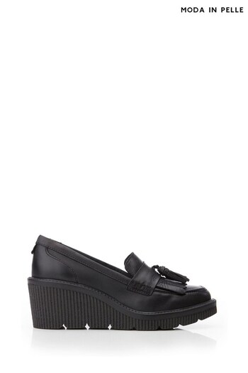 Moda in Pelle Gisela Crepe Sole Wedge Black Shoes (970468) | £139