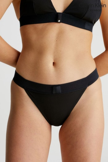 Calvin Klein Black Monogram Rib Tanga Bikini Bottoms (9706J6) | £55