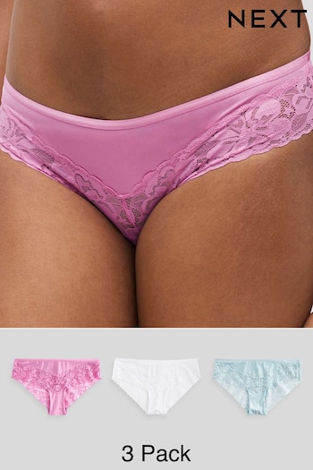 Pink/Blue/White Brazilian Floral Lace Knickers 3 Pack (971091) | £18